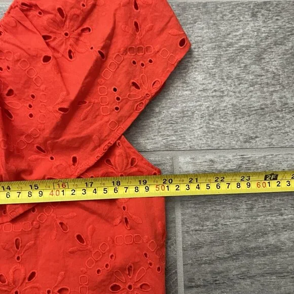 Ann Taylor Women’s Red Ruffle Scoop Neck Eyelet Size Medium Ruffle Casual - Picture 6 of 7